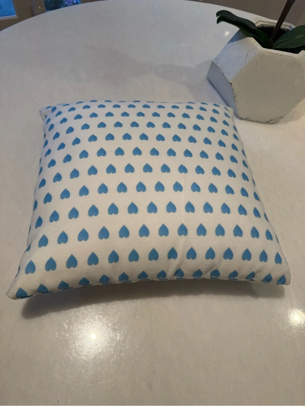 Blue Heart Pattern Decorative Throw Pillow - Home Accents